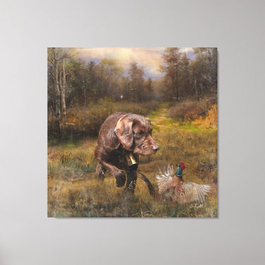 Fazant jacht met een Pudelpointers Canvas Afdruk (Voorkant)