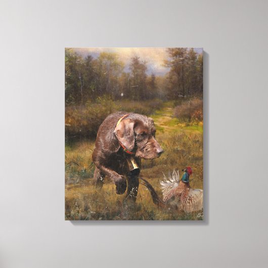 Fazant jacht met een Pudelpointers Canvas Afdruk (Voorkant)