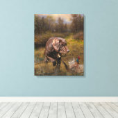 Fazant jacht met een Pudelpointers Canvas Afdruk (Insitu (Houten vloer))