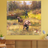 Fazant jacht met een Pudelpointers Canvas Afdruk (Insitu (Woonkamer))