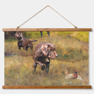 Fazant jacht met een Pudelpointers Hangend Wandkleed