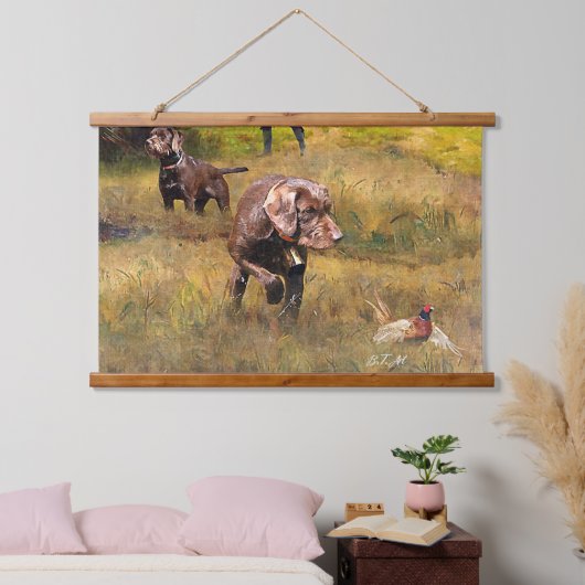 Fazant jacht met een Pudelpointers Hangend Wandkleed (Slaapkamer)