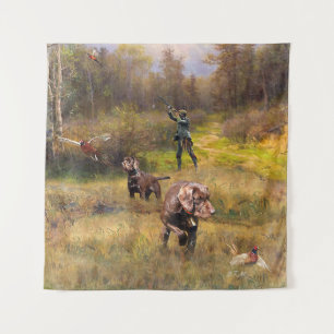 Fazant jacht met een Pudelpointers Wandkleed