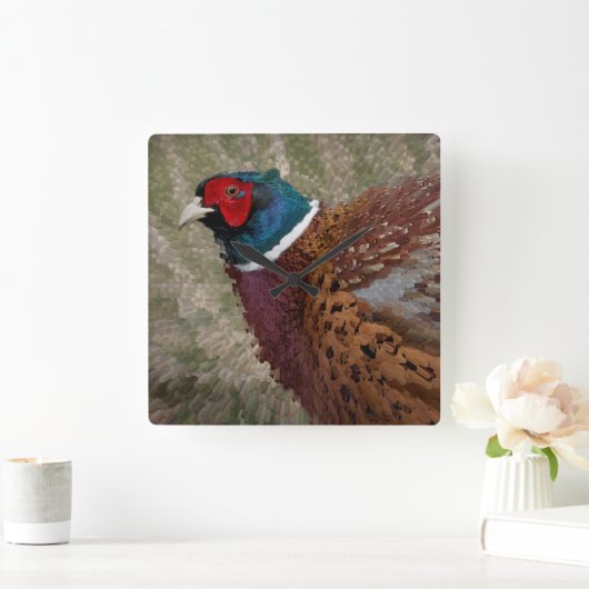 fazant-klok vierkante klok (Huis)