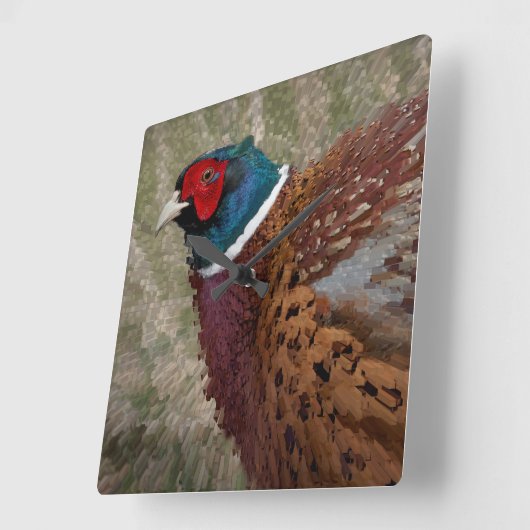 fazant-klok vierkante klok (Hoek)