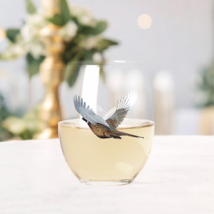 Fazant, Kunst Wijnglas Zonder Voet
