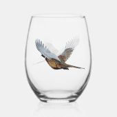 Fazant, Kunst Wijnglas Zonder Voet (Voorkant)