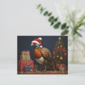 Fazant met kerstboom en cadeaus briefkaart (Staand voorkant)