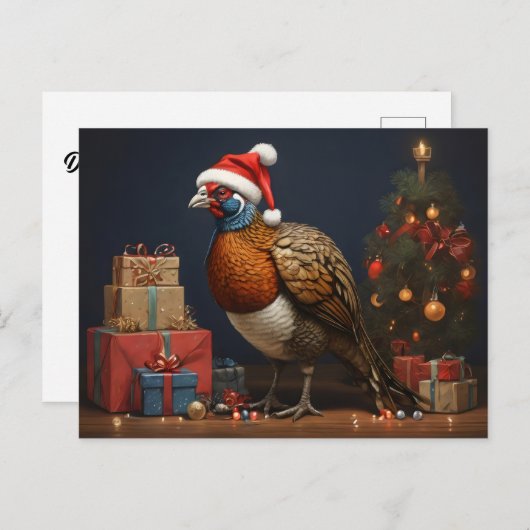 Fazant met kerstboom en cadeaus briefkaart (Voorkant / Achterkant)