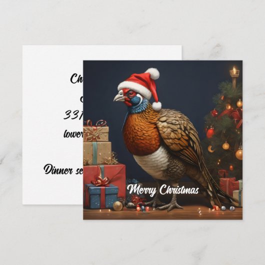 Fazant met kerstboom en cadeaus kaart (Voorkant / Achterkant)