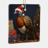 Fazant met kerstboom en cadeaus keramisch ornament (Rechts)