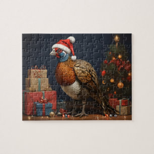 Fazant met kerstboom en cadeaus legpuzzel