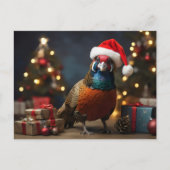 Fazant met kerstmuts briefkaart (Voorkant)