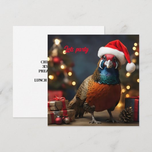 Fazant met kerstmuts kaart (Voorkant / Achterkant)