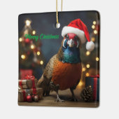 Fazant met kerstmuts keramisch ornament (Links)