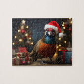 Fazant met kerstmuts legpuzzel (Horizontaal)