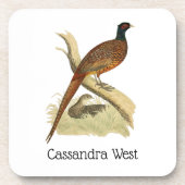 fazant op de kleur van de vogeltrek van het Spel Bier Onderzetter (Voorkant)