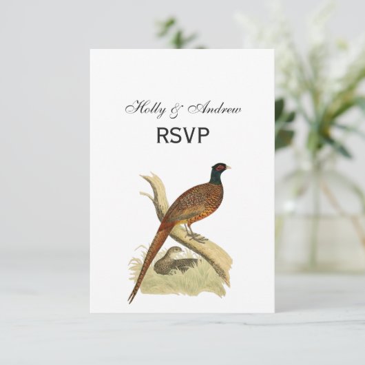  fazant op de kleur van de vogeltrek van het Spel  RSVP Kaartje (Staand voorkant)