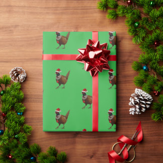 Fazant op groen kerstcadeauverpakkings papier