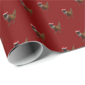 Fazant op rode kerstcadeauverpakkings papier (Rol Hoek)