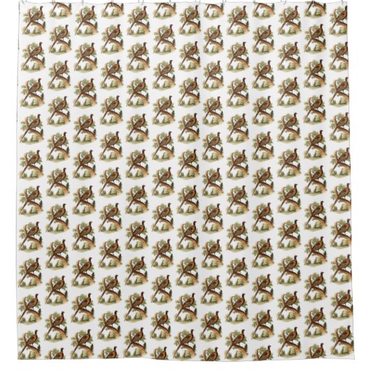  fazant op vertakking met Trees Tekenkleur Douchegordijn (Voorkant)