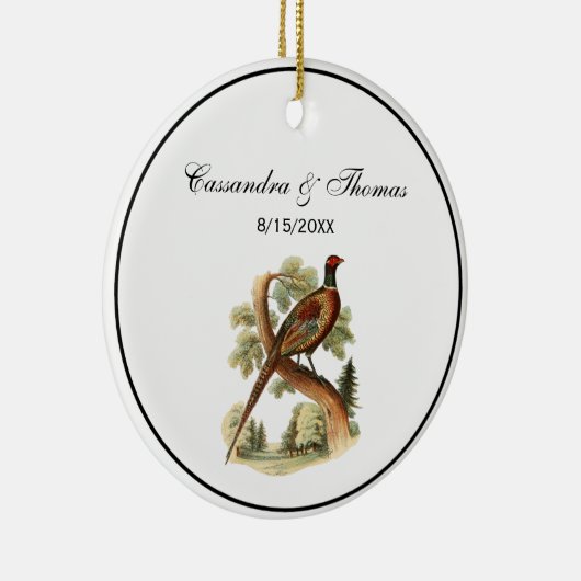 fazant op vertakking met Trees Tekenkleur Keramisch Ornament (Rechts)