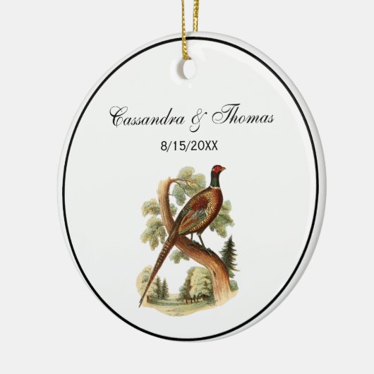 fazant op vertakking met Trees Tekenkleur Keramisch Ornament (Links)