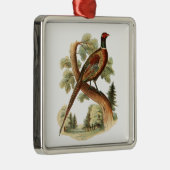  fazant op vertakking met Trees Tekenkleur Metalen Ornament (Rechts)