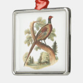  fazant op vertakking met Trees Tekenkleur Metalen Ornament (Links)