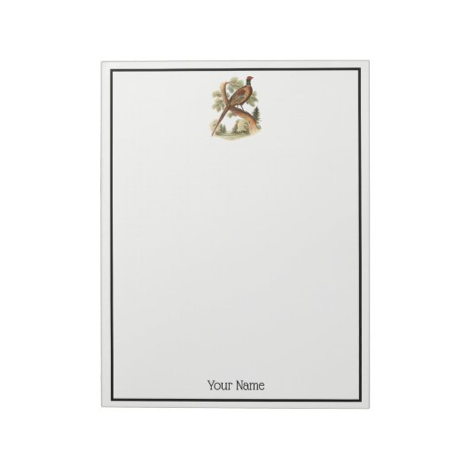 fazant op vertakking met Trees Tekenkleur Notitieblok (Linkerzijde)