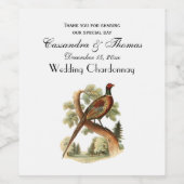  fazant op vertakking met Trees Tekenkleur Wijn Etiket (Enkel label)