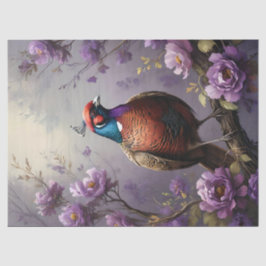 Fazant Paarse Bloem Illustratie Tissuepapier