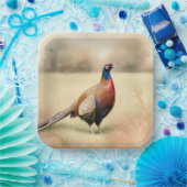 Fazant portret in Golden Meadow Papieren Bordje (Feest)