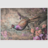fazant schoonheid, vogel tak, humeurige bloemen tissuepapier (Voorkant)
