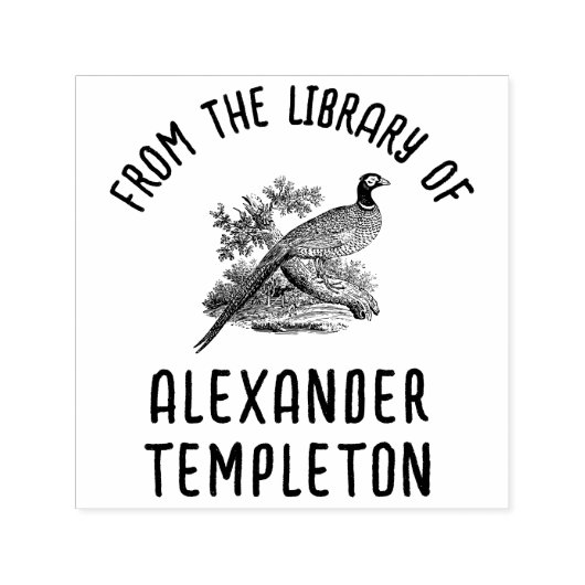  fazant spel vogel bibliotheek boek naam  zelfinktende stempel (Design)