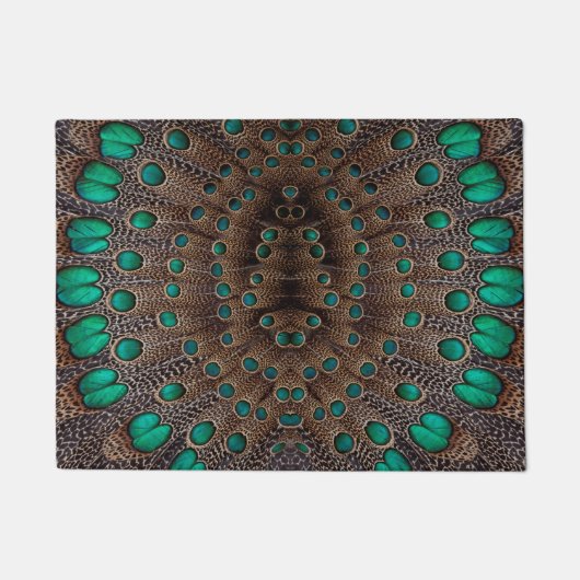 Fazant Veer Fractal Ontwerp Deurmat (Voorkant)