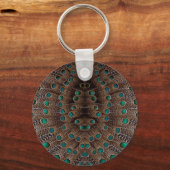 Fazant Veer Fractal Ontwerp Sleutelhanger (Voorkant)