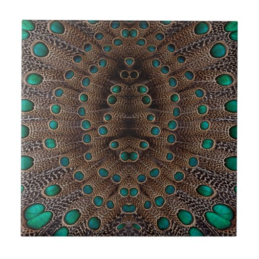 Fazant Veer Fractal Ontwerp Tegeltje (Voorkant)