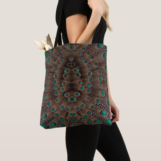 Fazant Veer Fractal Ontwerp Tote Bag (Dichtbij)