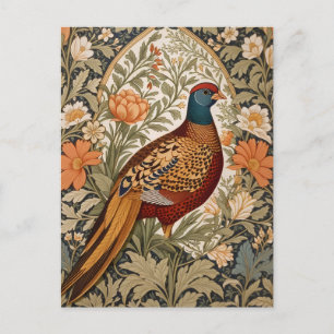 Fazant Vintage Bloem William Morris Geïnspireerd Briefkaart