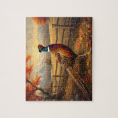 Fazant vogel herfst berg zonsondergang schilderij legpuzzel (Verticaal)
