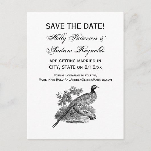 fazant-vogeltrekbaan aankondigingskaart (Voorkant)