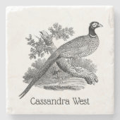 fazant-vogeltrekbaan stenen onderzetter (Voorkant)