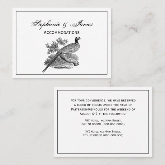  fazant-vogeltrekbaan visitekaartje (Voorkant / Achterkant)