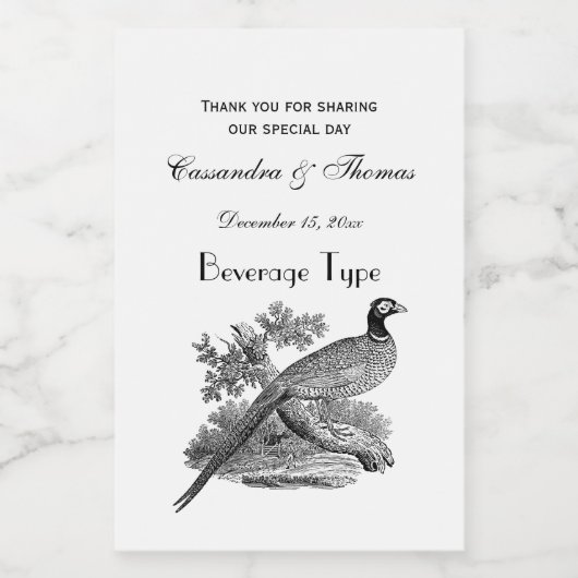  fazant-vogeltrekbaan voedselcontainer etiket (Enkel label)