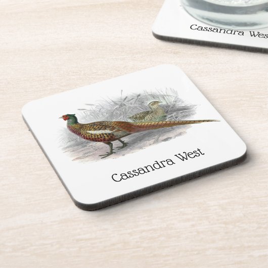 fazant-vogeltrekkleur #2 bier onderzetter (Linkerzijde)