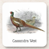fazant-vogeltrekkleur #2 bier onderzetter (Voorkant)