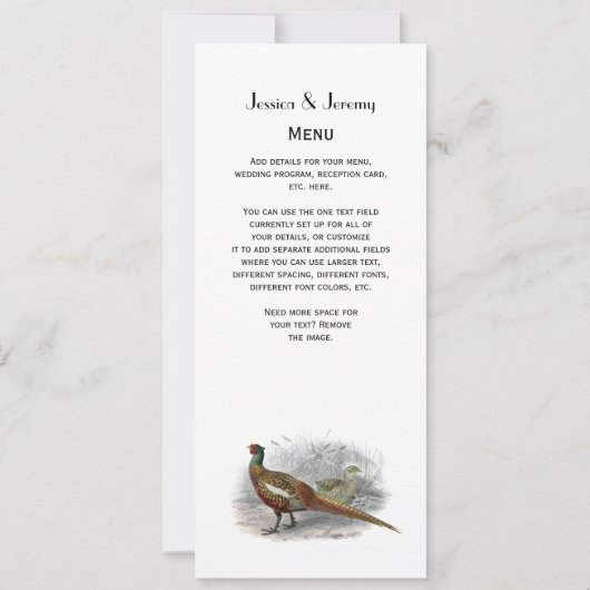 fazant-vogeltrekkleur #2 kaart (Achterkant)