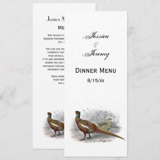 fazant-vogeltrekkleur #2 kaart (Voorkant / Achterkant)