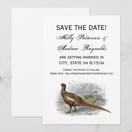 fazant-vogeltrekkleur #2 save the date (Voorkant / Achterkant)